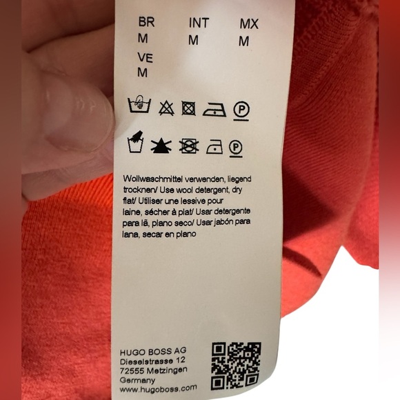 Hugo Boss Virgin Wool Red Orange Peplum Style Metal Clasp Cardigan Sweater M - Picture 3 of 12